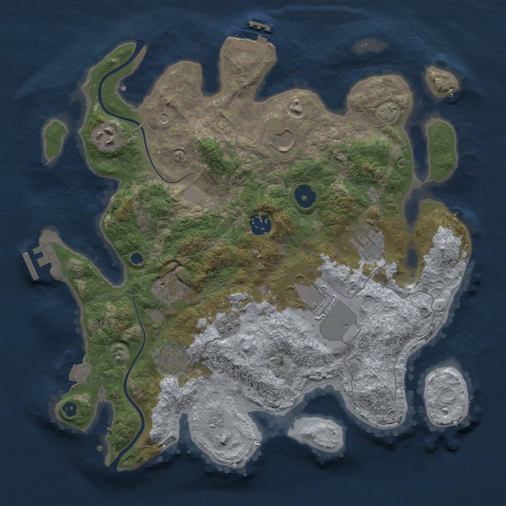 Rust Map: Procedural Map, Size: 3500, Seed: 1195, 14 Monuments