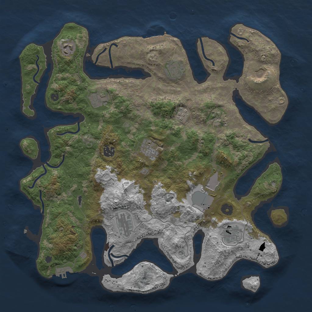 Rust Map: Procedural Map, Size: 3950, Seed: 770851182, 22 Monuments