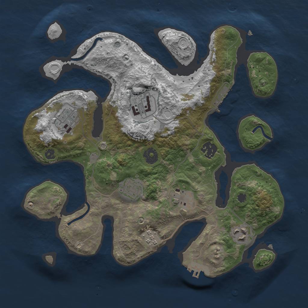Rust Map: Procedural Map, Size: 3000, Seed: 1813168117, 17 Monuments