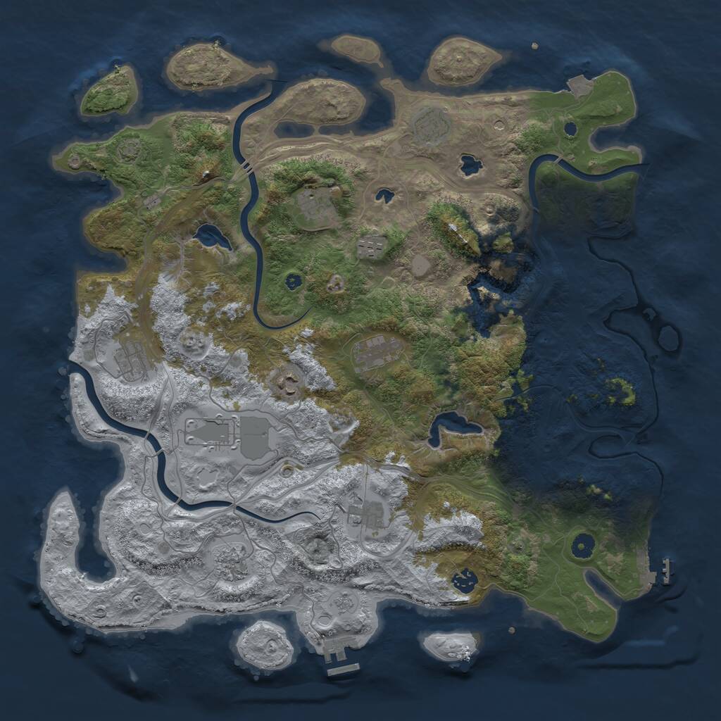 Rust Map: Procedural Map, Size: 4500, Seed: 65465181, 16 Monuments