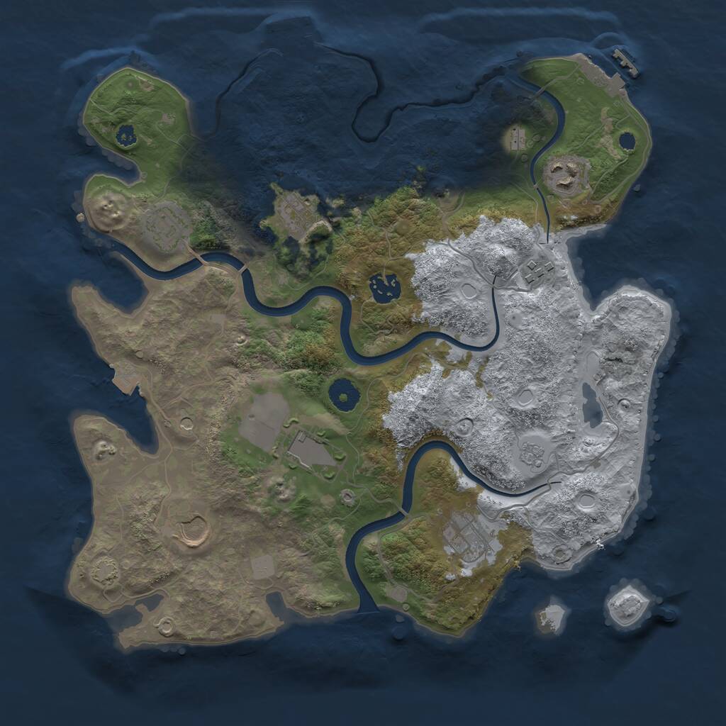 Rust Map: Procedural Map, Size: 3500, Seed: 2046455280, 14 Monuments