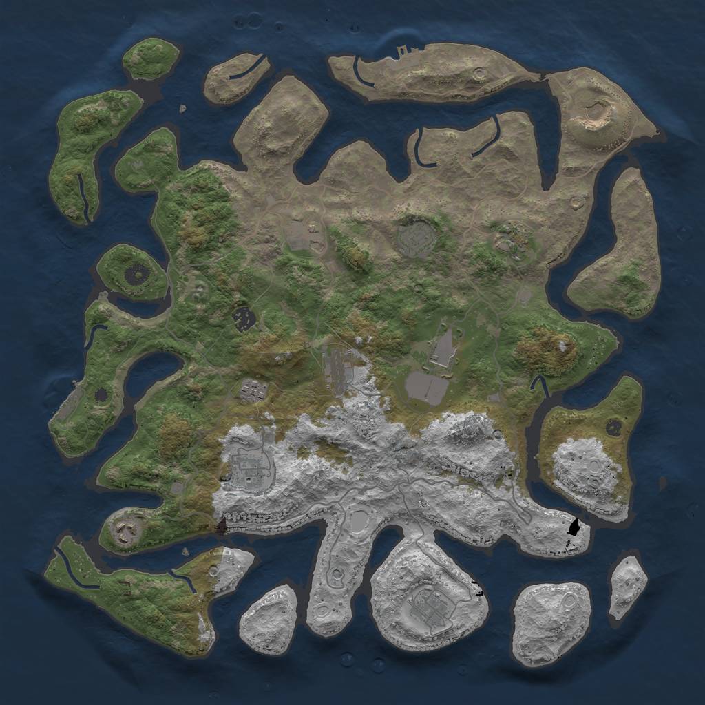 Rust Map: Procedural Map, Size: 4500, Seed: 635457, 22 Monuments