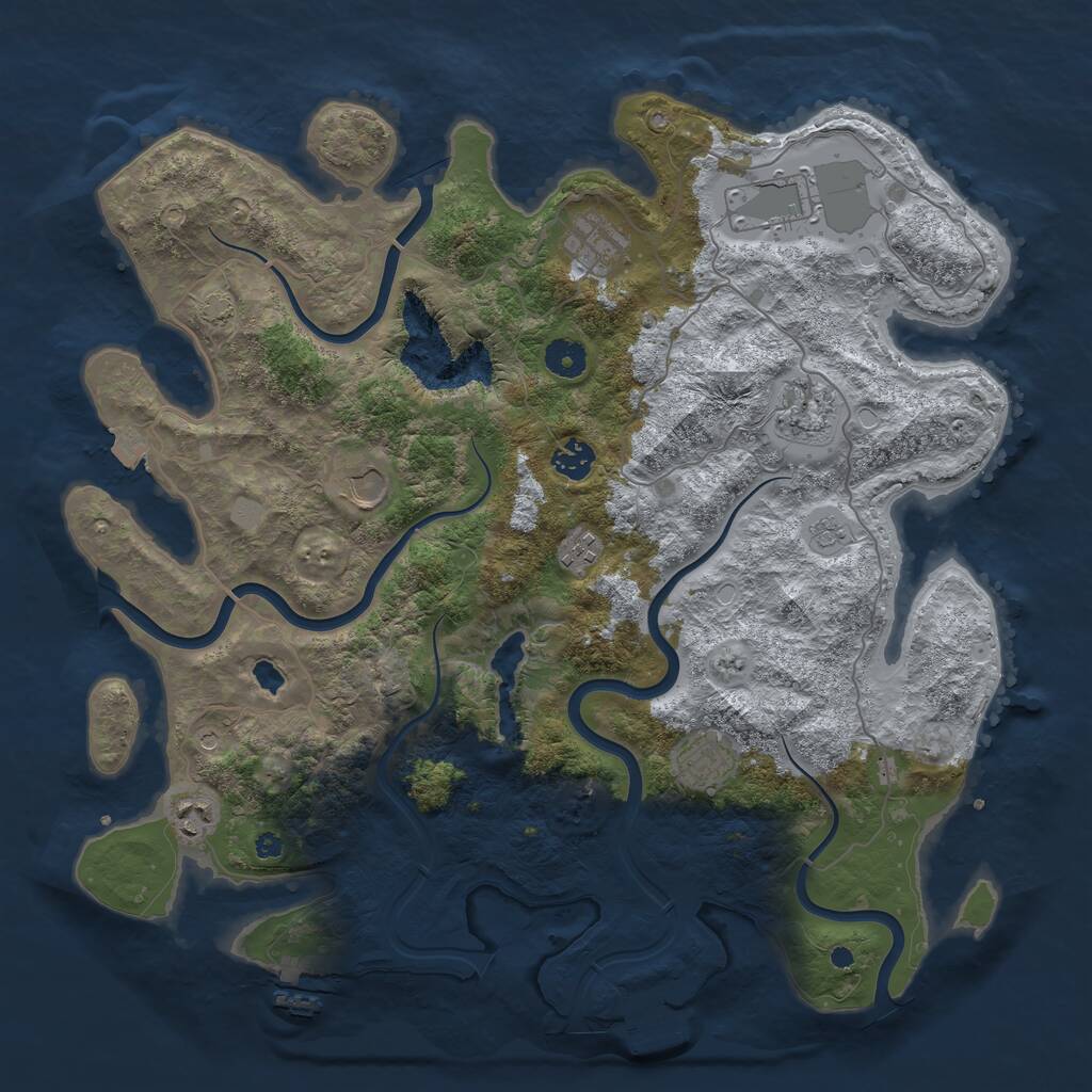 Rust Map: Procedural Map, Size: 4050, Seed: 214935299, 14 Monuments