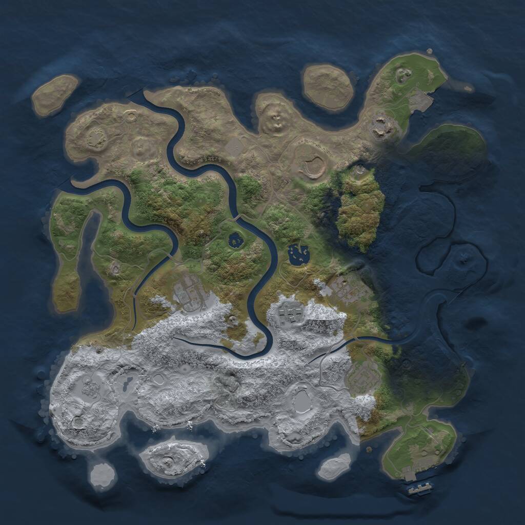 Rust Map: Procedural Map, Size: 3500, Seed: 297182557, 12 Monuments