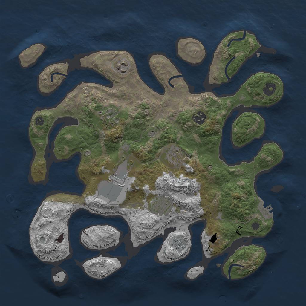 Rust Map: Procedural Map, Size: 3500, Seed: 297182557, 17 Monuments