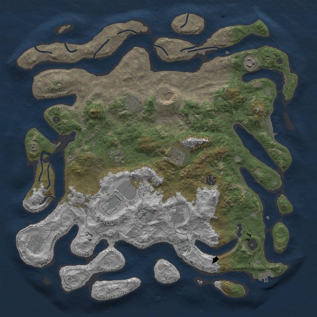 Rust Map: Procedural Map, Size: 4500, Seed: 336611, 21 Monuments