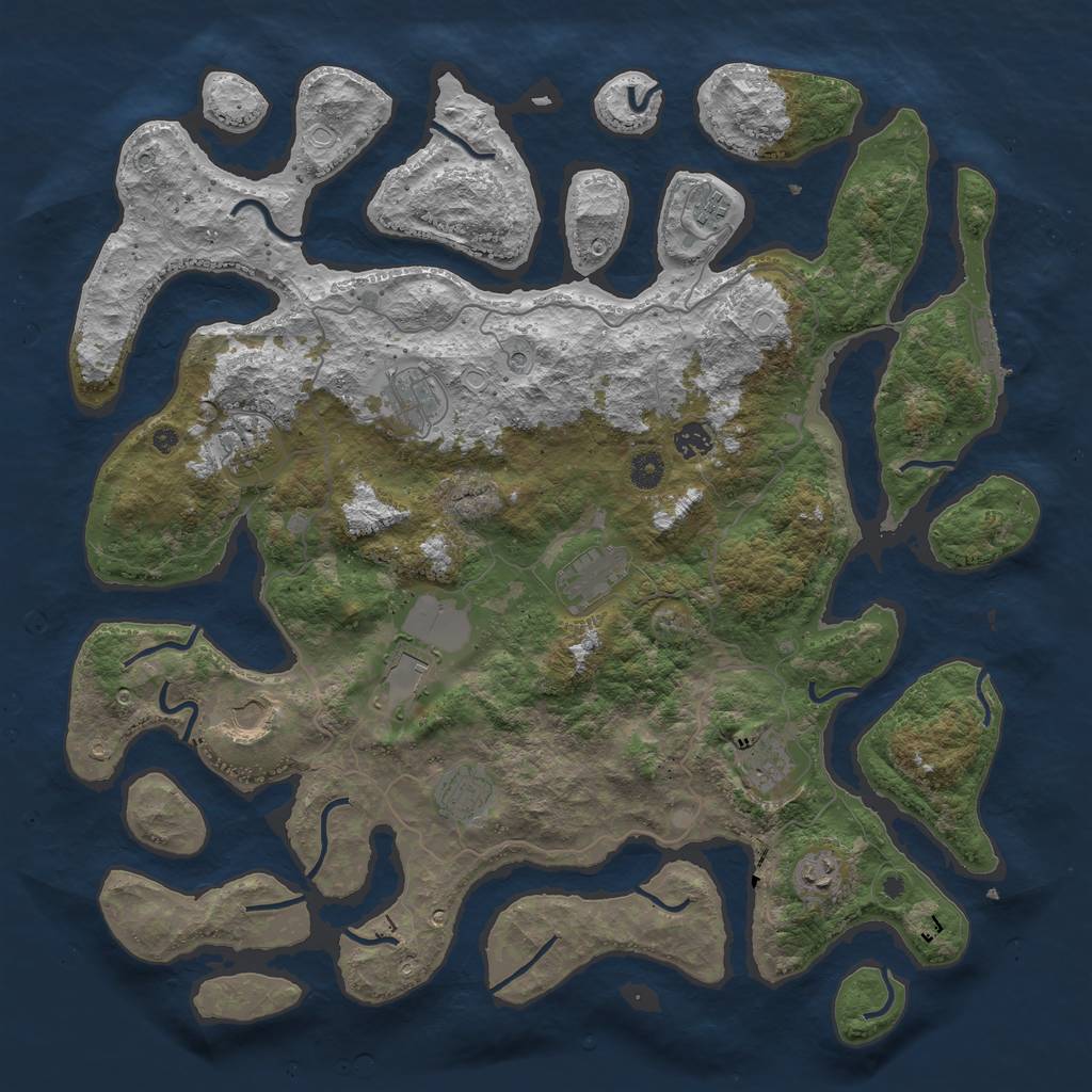 Rust Map: Procedural Map, Size: 4500, Seed: 39864, 20 Monuments