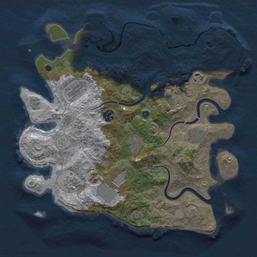 Rust Map: Procedural Map, Size: 3500, Seed: 453153148, 15 Monuments