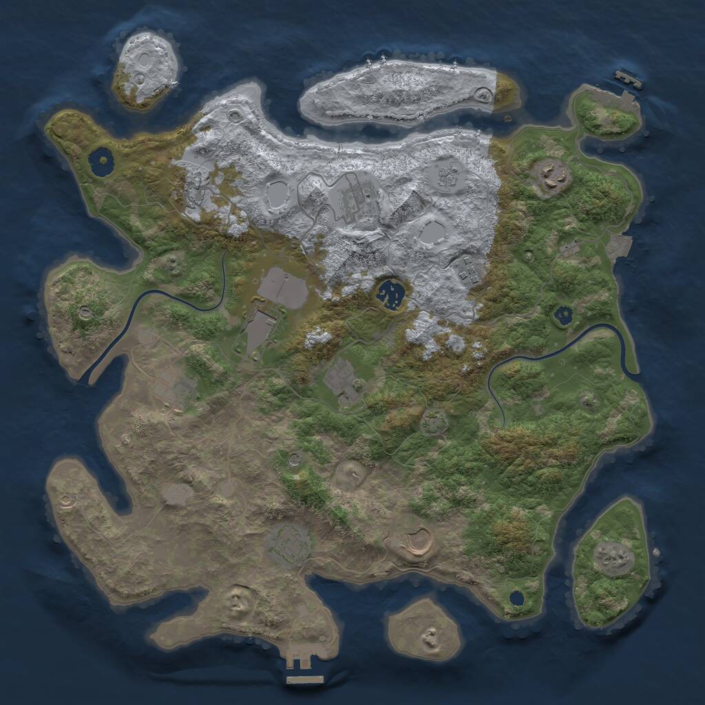 Rust Map: Procedural Map, Size: 3850, Seed: 1243636773, 16 Monuments
