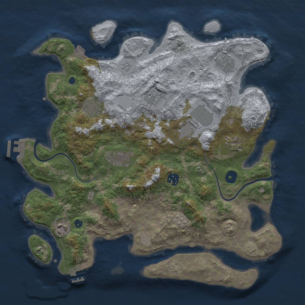 Rust Map: Procedural Map, Size: 3750, Seed: 19158049, 15 Monuments