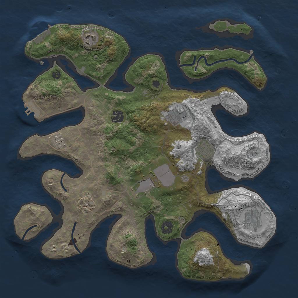 Rust Map: Procedural Map, Size: 3500, Seed: 750653110, 19 Monuments