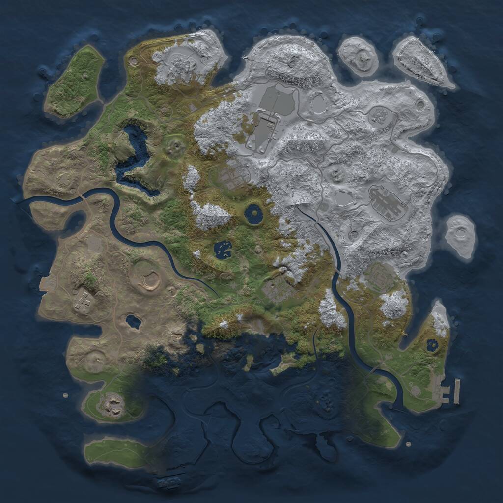 Rust Map: Procedural Map, Size: 4000, Seed: 987912570, 16 Monuments