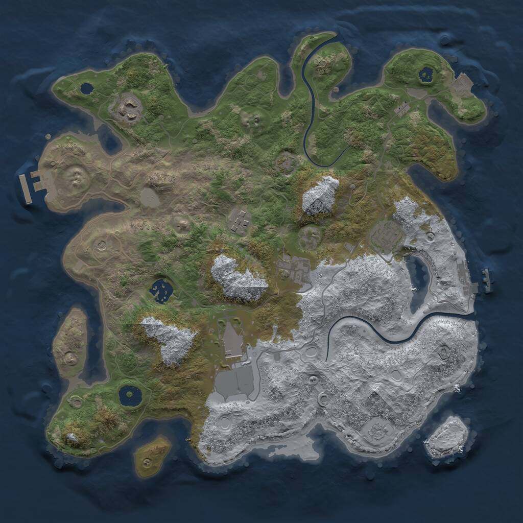 Rust Map: Procedural Map, Size: 3500, Seed: 165681559, 12 Monuments