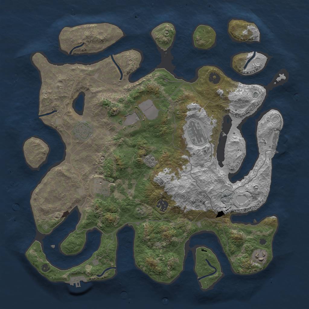 Rust Map: Procedural Map, Size: 4000, Seed: 102123282, 18 Monuments