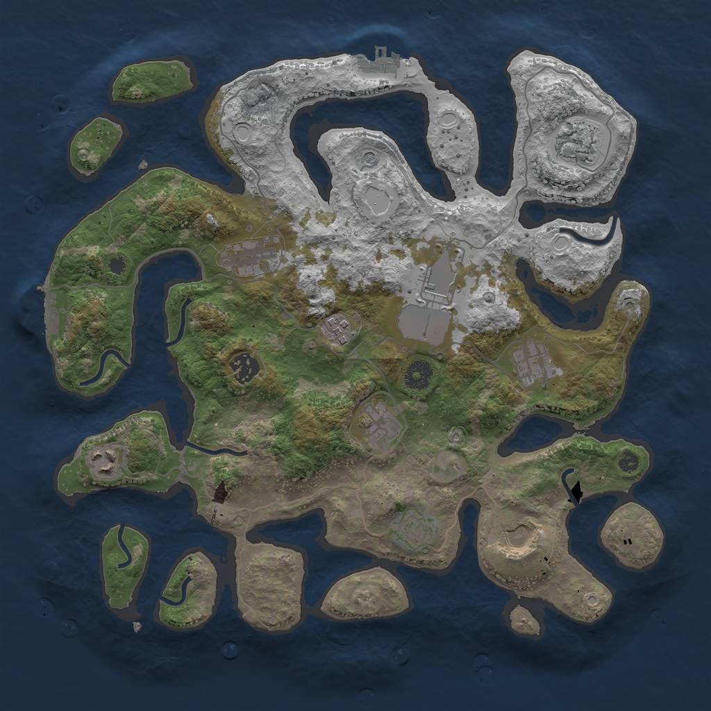 Rust Map: Procedural Map, Size: 3700, Seed: 1106692170, 21 Monuments