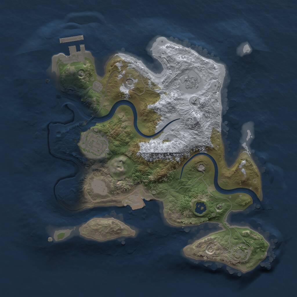 Rust Map: Procedural Map, Size: 2500, Seed: 603082205, 6 Monuments