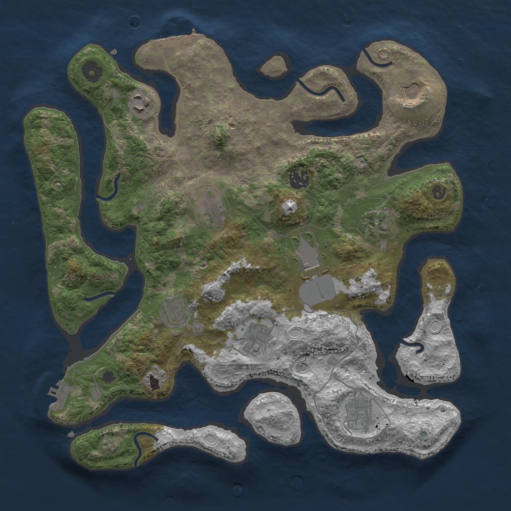 Rust Map: Procedural Map, Size: 3700, Seed: 1571623160, 21 Monuments