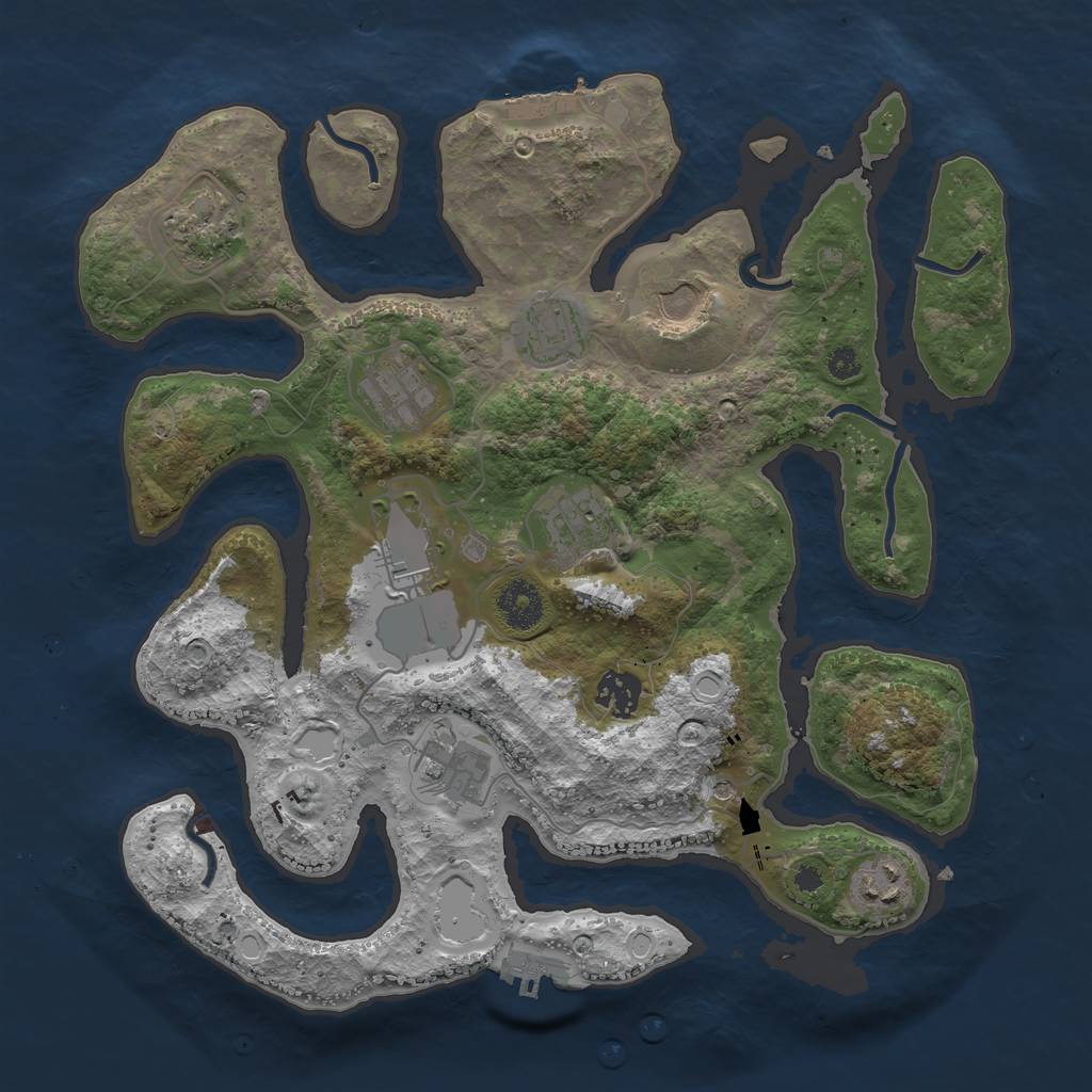 Rust Map: Procedural Map, Size: 3500, Seed: 654186841, 20 Monuments