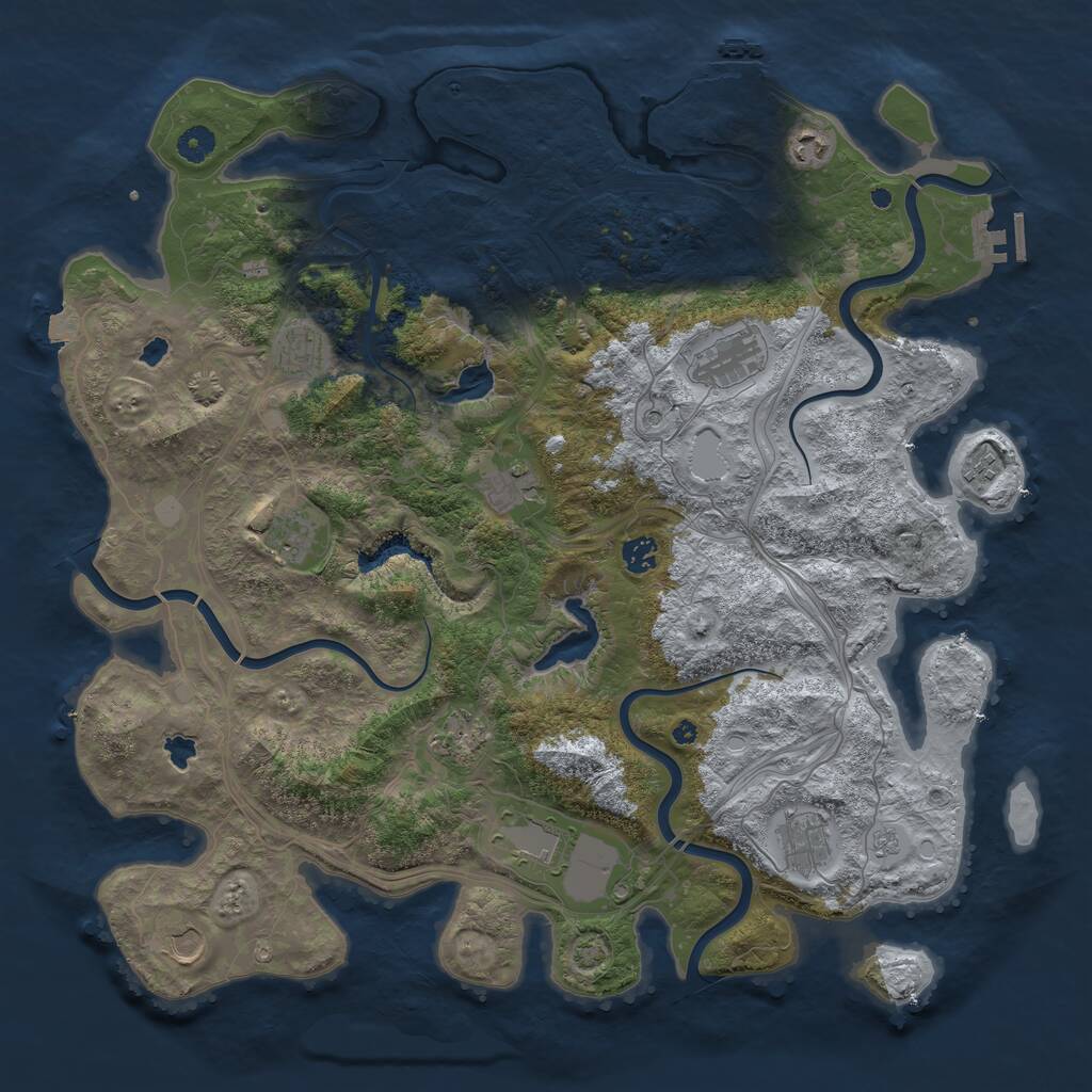 Rust Map: Procedural Map, Size: 4500, Seed: 52341, 17 Monuments