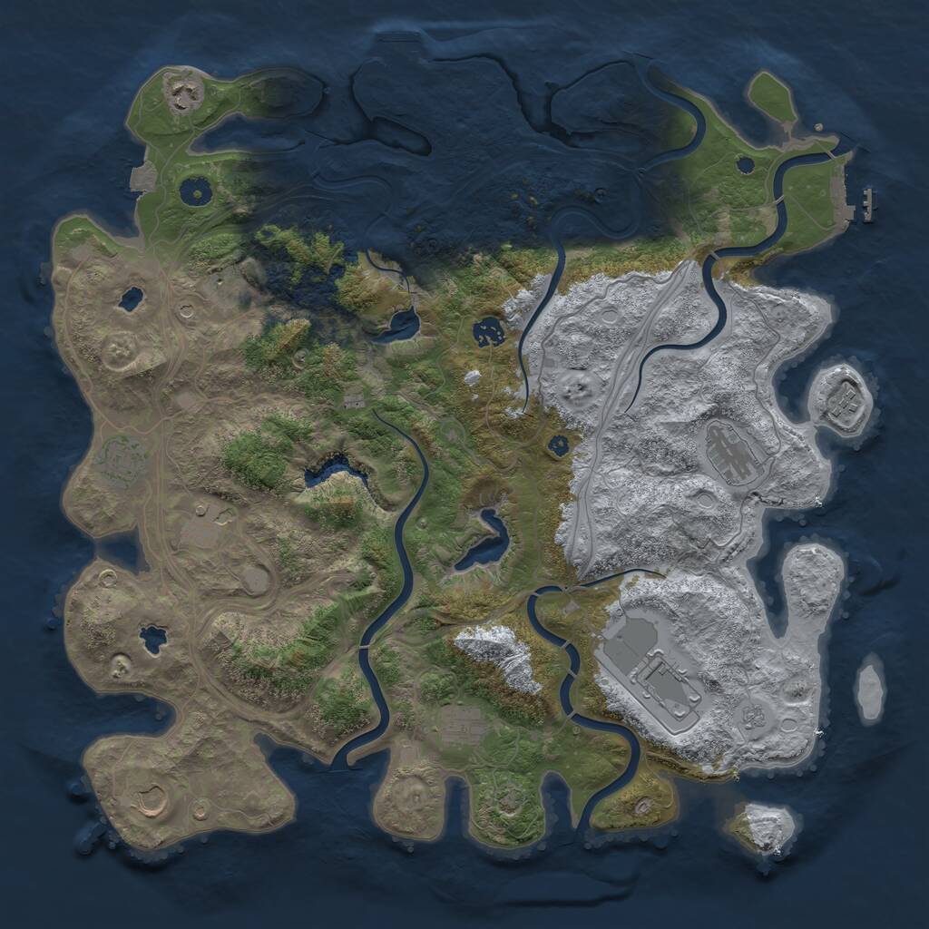 Rust Map: Procedural Map, Size: 4500, Seed: 52341, 16 Monuments