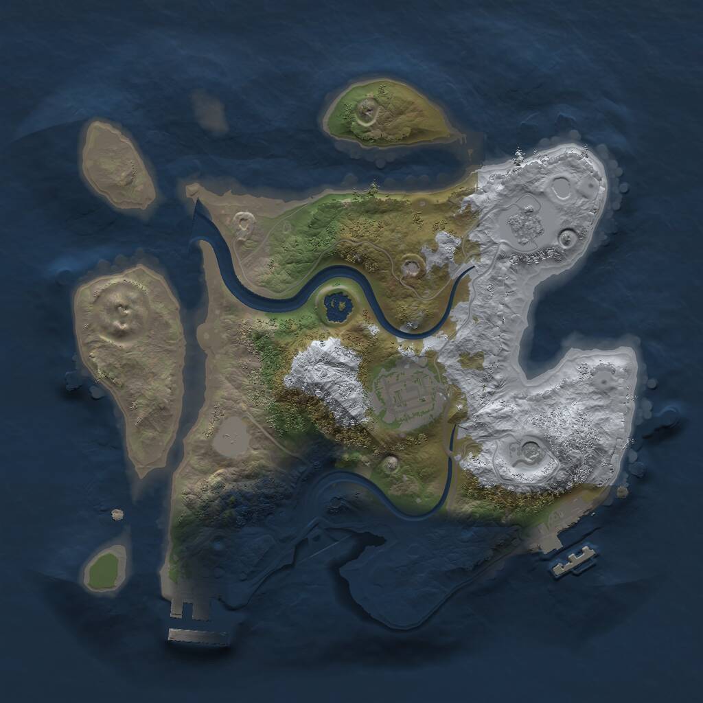 Rust Map: Procedural Map, Size: 2400, Seed: 1021828815, 6 Monuments