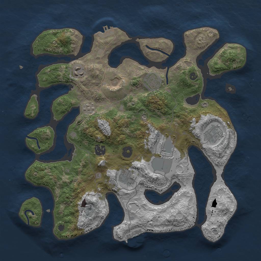 Rust Map: Procedural Map, Size: 3500, Seed: 734771, 19 Monuments