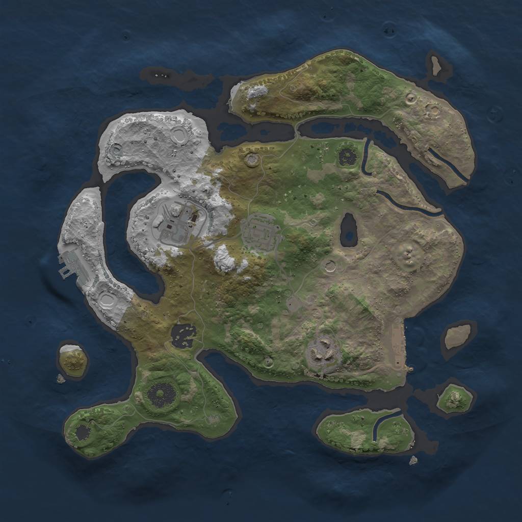Rust Map: Procedural Map, Size: 3000, Seed: 1828877592, 15 Monuments