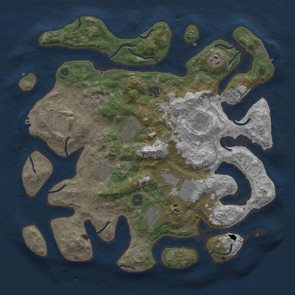 Rust Map: Procedural Map, Size: 4000, Seed: 6082, 20 Monuments