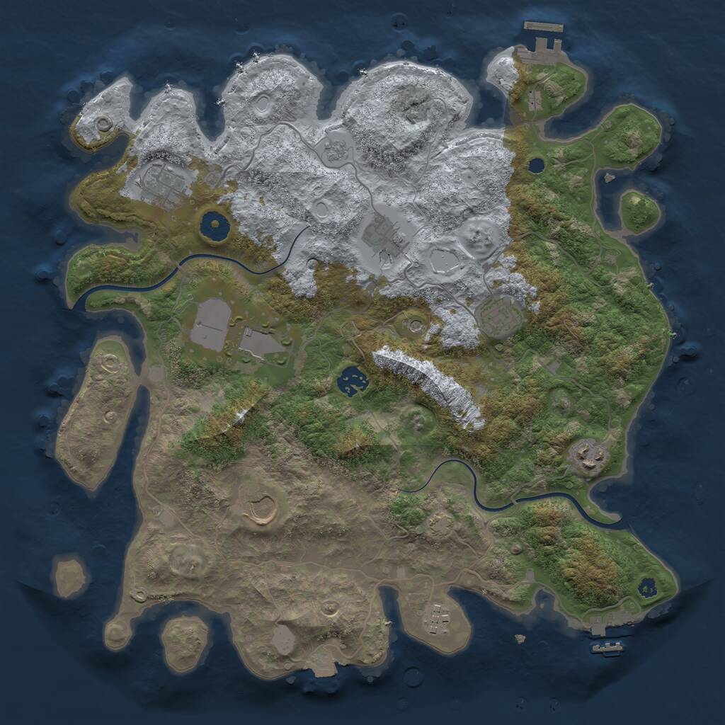 Rust Map: Procedural Map, Size: 3750, Seed: 1377, 14 Monuments