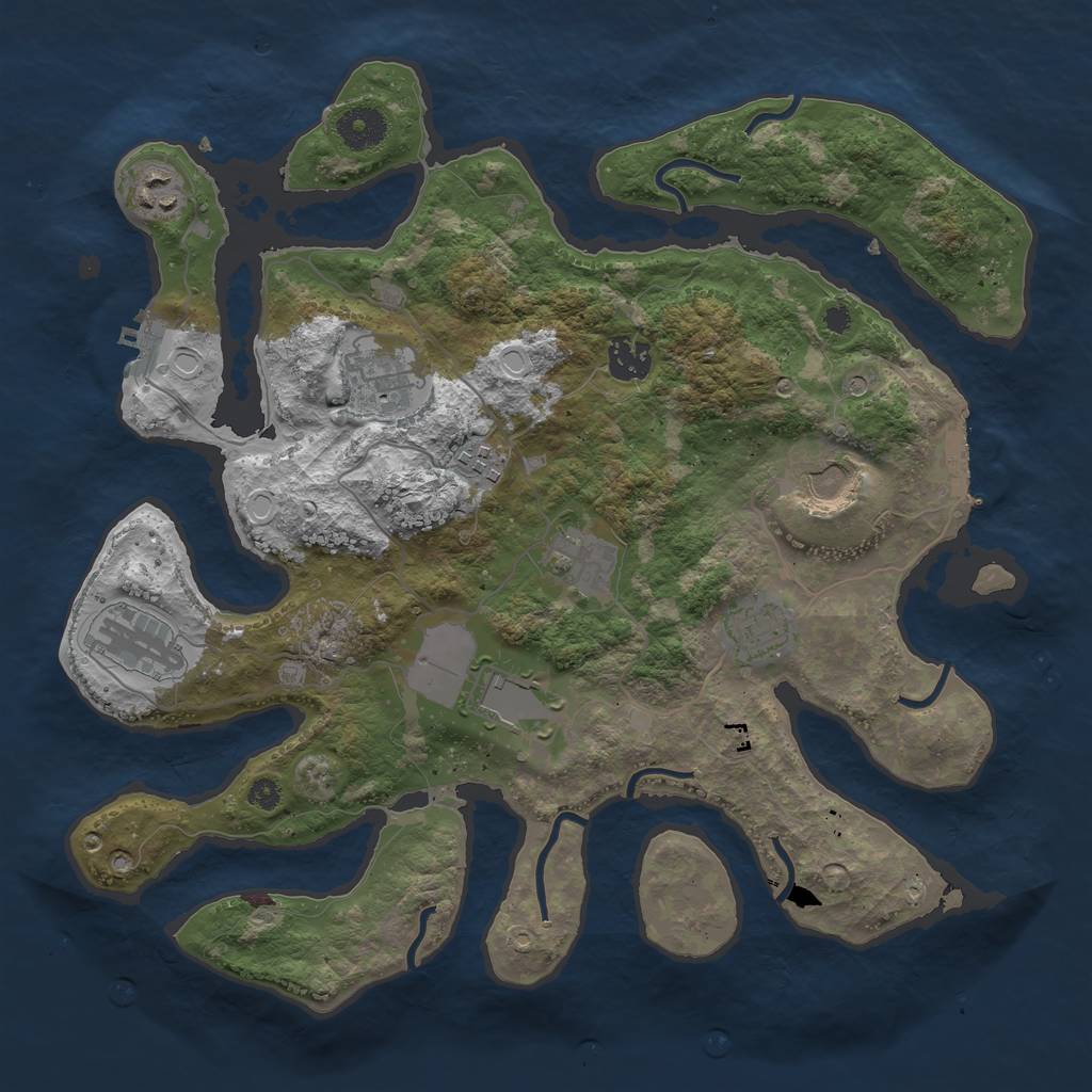 Rust Map: Procedural Map, Size: 3600, Seed: 501, 20 Monuments