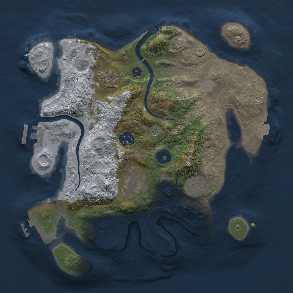 Rust Map: Procedural Map, Size: 3000, Seed: 26432, 9 Monuments