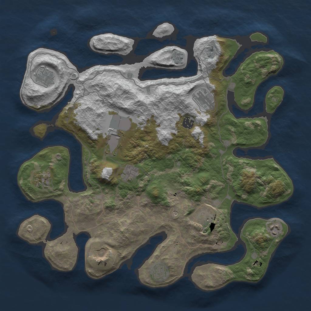 Rust Map: Barren, Size: 4000, Seed: 1813168117, 14 Monuments