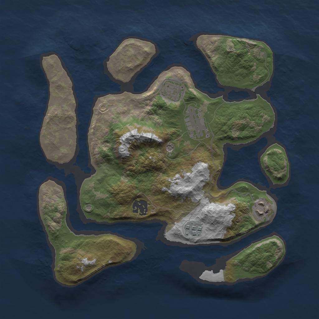 Rust Map: Barren, Size: 3000, Seed: 44946, 8 Monuments