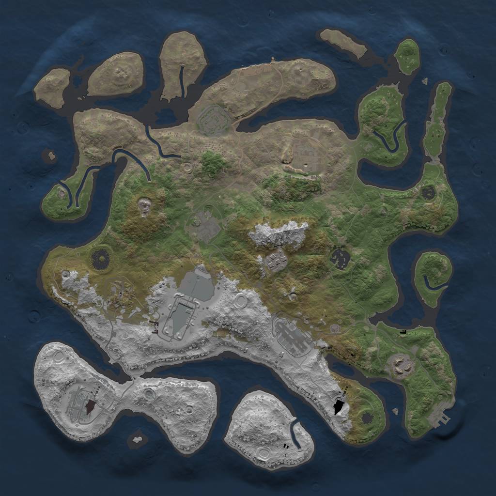Rust Map: Procedural Map, Size: 3800, Seed: 487453, 21 Monuments