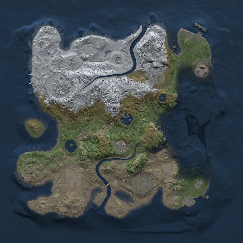 Rust Map: Procedural Map, Size: 3000, Seed: 69938745, 13 Monuments