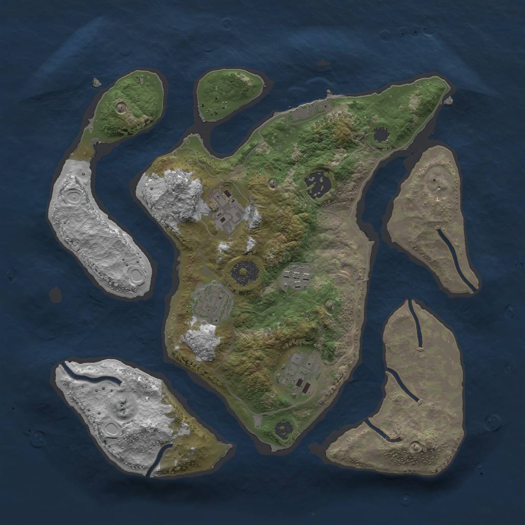 Rust Map: Procedural Map, Size: 3000, Seed: 1147464324, 14 Monuments
