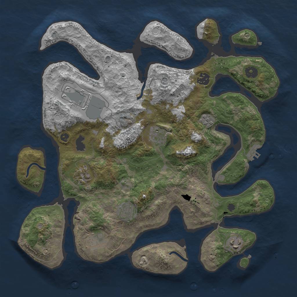 Rust Map: Procedural Map, Size: 3600, Seed: 643688630, 18 Monuments