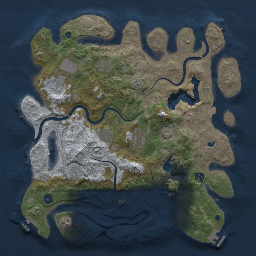 Rust Map: Procedural Map, Size: 4000, Seed: 55278, 13 Monuments