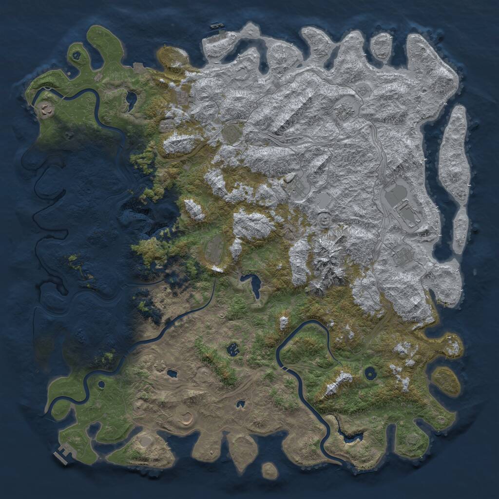 Rust Map: Procedural Map, Size: 6000, Seed: 42569, 17 Monuments