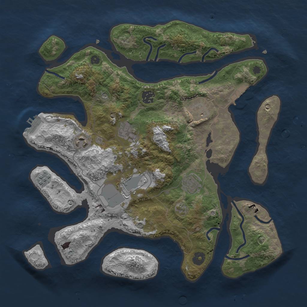 Rust Map: Procedural Map, Size: 3500, Seed: 216451, 18 Monuments