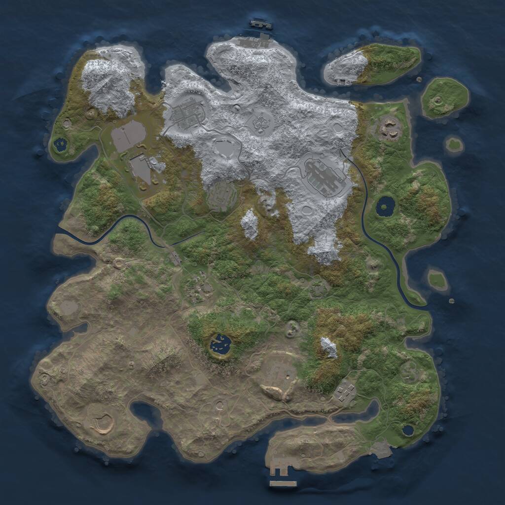 Rust Map: Procedural Map, Size: 3800, Seed: 576879874, 16 Monuments