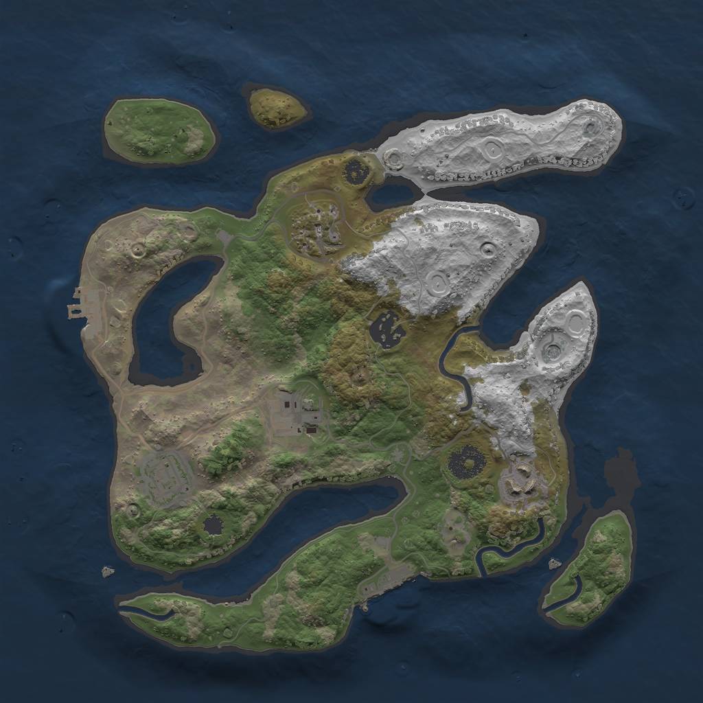 Rust Map: Procedural Map, Size: 3000, Seed: 893017707, 16 Monuments