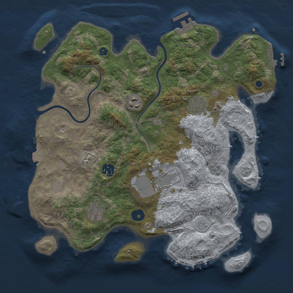 Rust Map: Procedural Map, Size: 3500, Seed: 32369706, 12 Monuments
