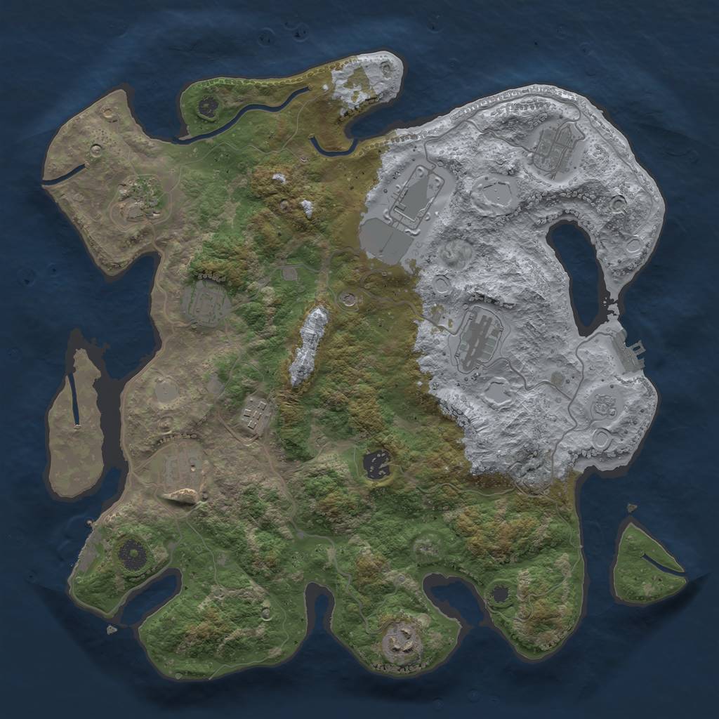 Rust Map: Procedural Map, Size: 3700, Seed: 1552827779, 18 Monuments