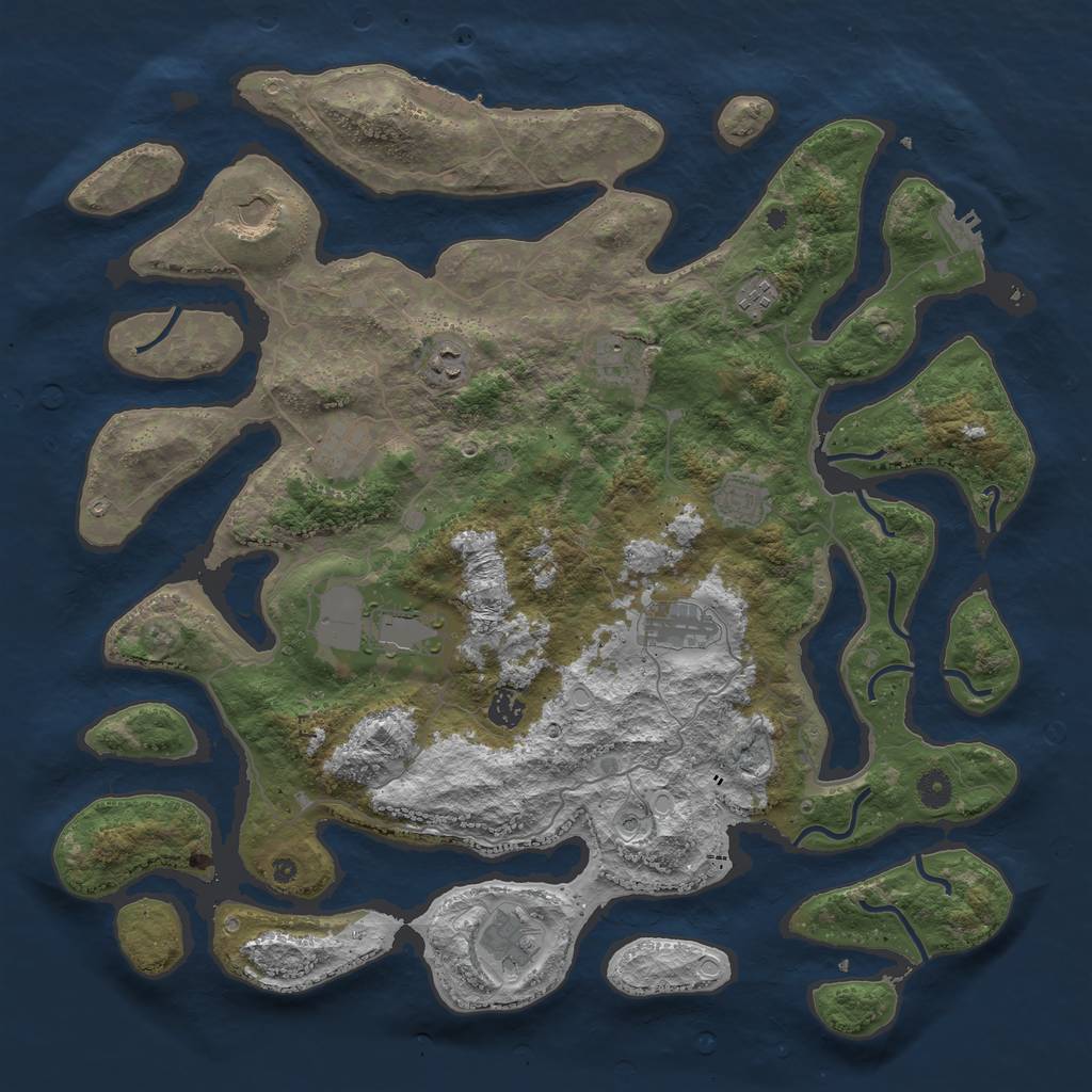 Rust Map: Procedural Map, Size: 4500, Seed: 1874677490, 21 Monuments