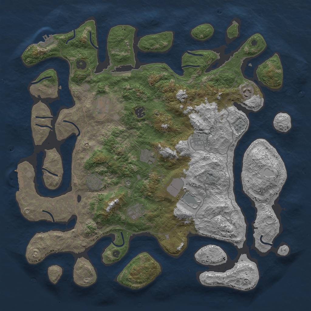 Rust Map: Procedural Map, Size: 4500, Seed: 703208643, 20 Monuments