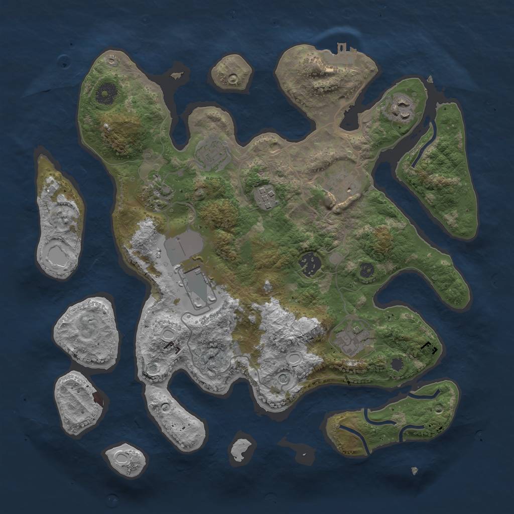 Rust Map: Procedural Map, Size: 3500, Seed: 111641855, 18 Monuments