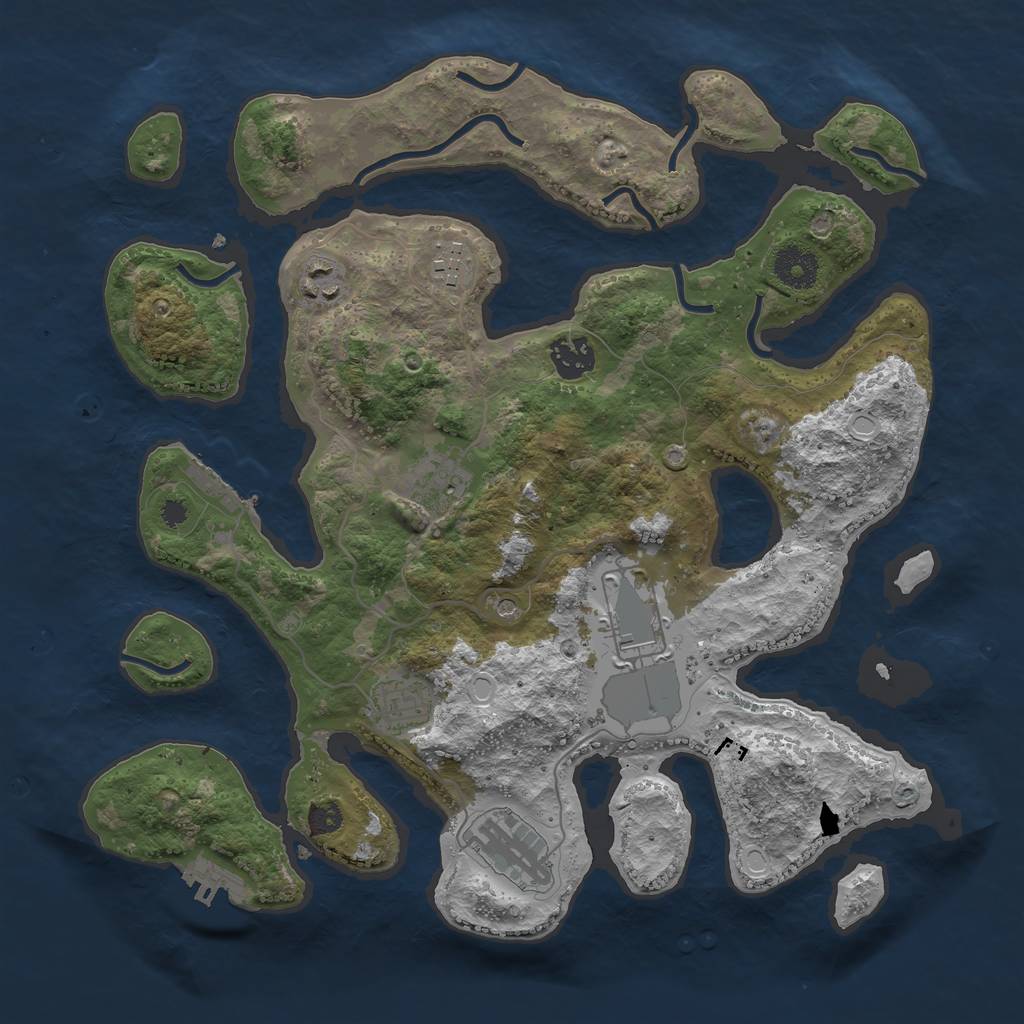 Rust Map: Procedural Map, Size: 3500, Seed: 643567, 18 Monuments