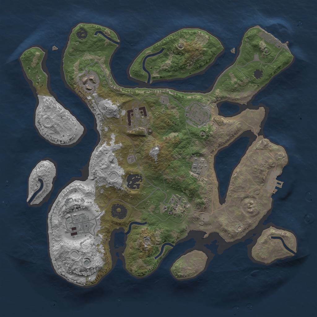 Rust Map: Procedural Map, Size: 3000, Seed: 765762385, 17 Monuments