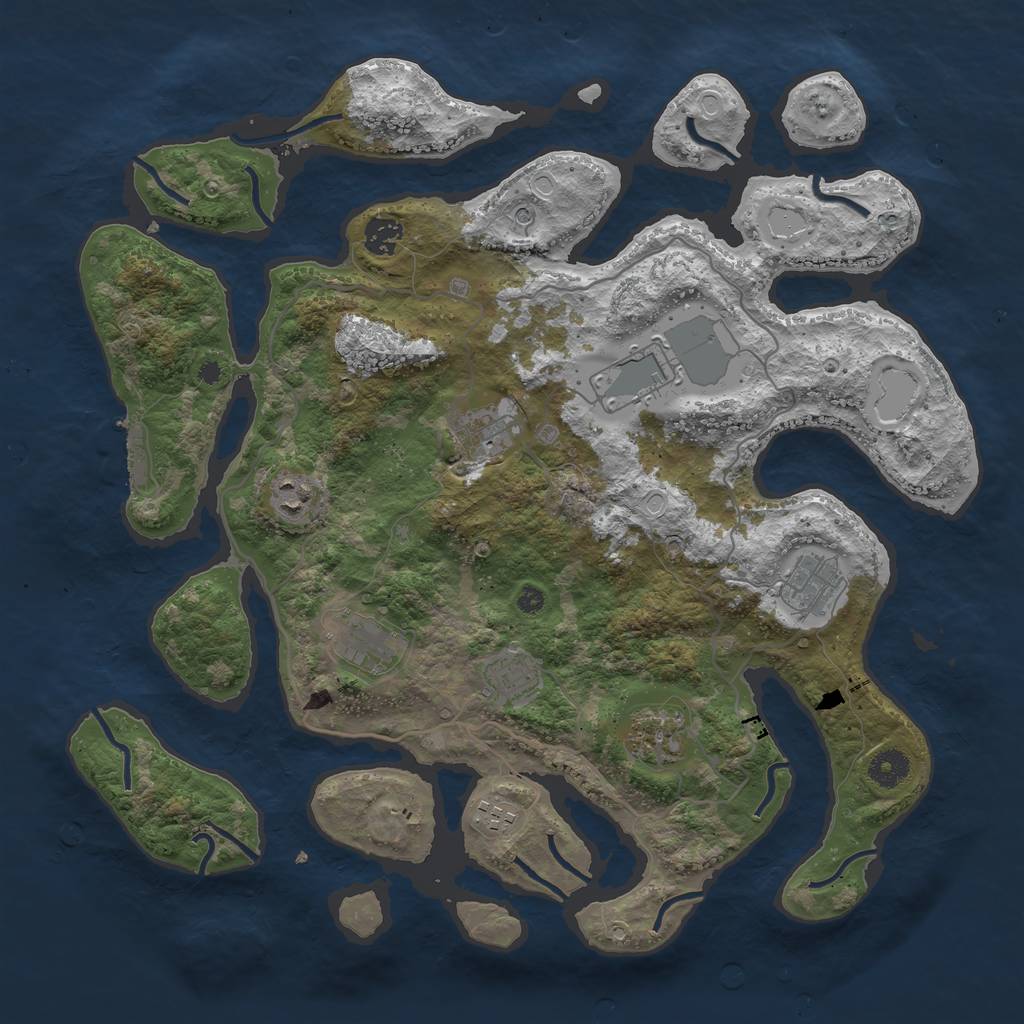 Rust Map: Procedural Map, Size: 4000, Seed: 34546, 19 Monuments